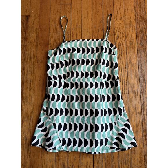 Marni Cami Top Womens IT 38 Black Green Geometric Print Made in Italy Peplum Hem - Picture 1 of 7